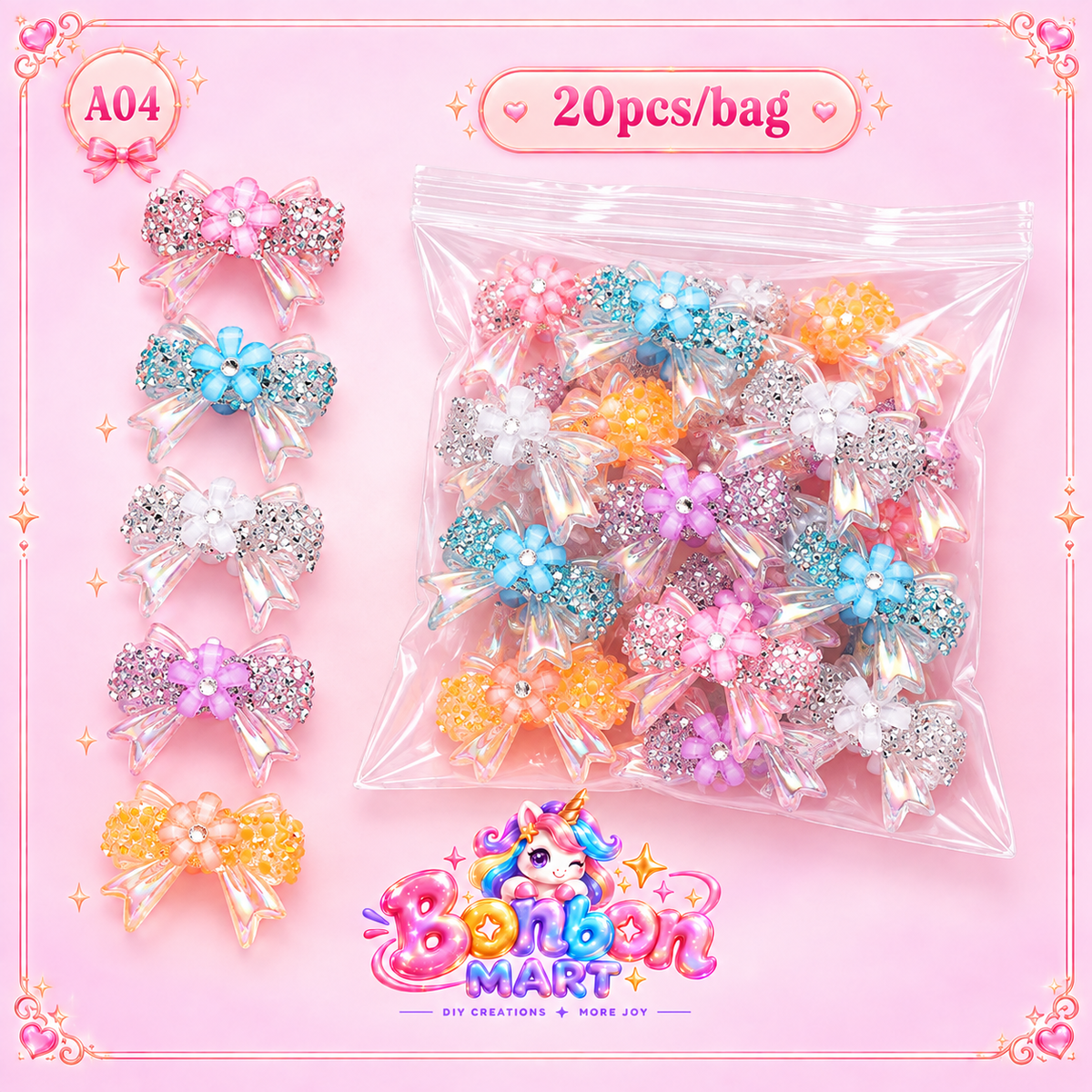 A04 · Crystal Flower Bow(20pcs/bag)