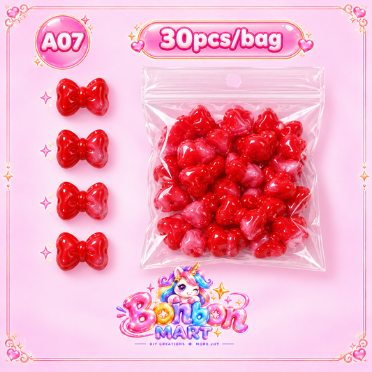 A07 · Red Glossy Bow Bead (30pcs/bag)